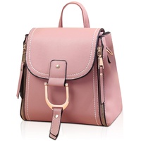 NICOLE & DORIS Rucksackhandtaschen Damen Rucksack Klein PU Leder Daypack Damen Mini Rucksack Mode Wasserdicht Frauen Reise Rucksack Handtasche Tagesrucksack für Mädchen Cityrucksack Rosa