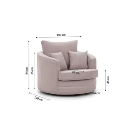 S-Style Drehsessel Ted Cord 107 x 94 cm rosa/pink mit Kissen