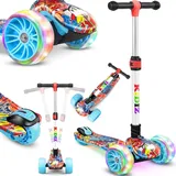 KIDIZ KIDIZ® Roller Kinder Scooter X-Pro2 Dreiradscooter mit PU LED Leuchtenden Räder Kinderroller faltbar Tret-Roller höhenverstellbarer Cityroller Kinderscooter für Jungen Mädchen 3-12 Jahre