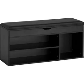 Wohnling Schuhbank 104 x 51 x 32 cm gepolstert schwarz / schwarz