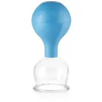 PULOX Schröpfglas aus Echtglas mit Saugball in Blau, 52mm - Medizinische Profi-Schröpfgläser