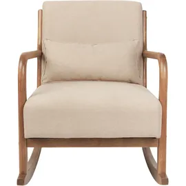 Beliani Schaukelsessel SKOVDE Stoff 66 x 82 x 79 cm Beige mit Kissen