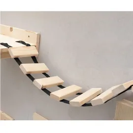 QLS Hängebrücke für Katzen Kletterwand Katzenmöbel Wandmontage 7 Stufen Holz Kiefer 9957