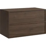 Badplaats Waschbeckenunterschrank Mali 80 x 46 cm Walnuss Braun - Hängender Badezimmerschrank mit 2 Schubladen und Montagematerial - Braun