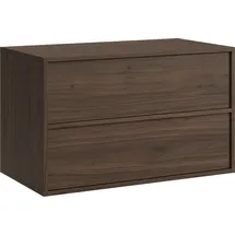 Badplaats Waschbeckenunterschrank Mali 80 x 46 cm Walnuss Braun - Hängender Badezimmerschrank mit 2 Schubladen und Montagematerial - Braun