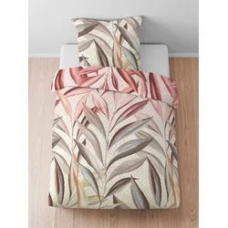 Bettwäsche BIBERNA Gr. 3, beige (kitt, bedruckt), B/L: 155cm x 220cm, Feinbiber, B/L: 80cm x 80cm, Feinbiber, 100% Baumwolle, Bettwäsche