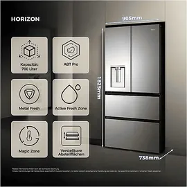 Haier HFR59F18CWMM Multi Door (700 l, 1825 mm hoch, Inox)