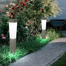 GLOBO 2er Set LED Solarleuchten, Steinoptik, Erdspieß, H 45,6 cm