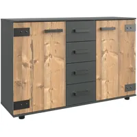 WIMEX Kombikommode »Stockholm Sideboard Kommodenschrank«, rustikale Optik Industrial-Look, 2-türig