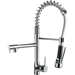 Tectake Spültischarmatur mit 2 Wasserhähnen chrom 402140