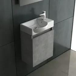 Alpenberger Gäste-WC Waschtisch mit Unterschrank | Keramik-Waschbecken Vormontierter Waschbeckenunterschrank | SoftClose Tür Badschrank Waschplatz