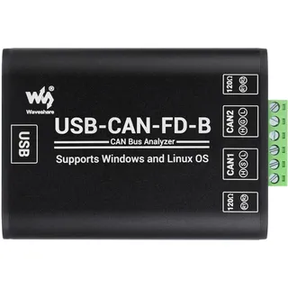 Waveshare Industrial Grade CAN/CAN FD Bus Data Analyzer, USB to CAN FD Adapter, CAN/CAN FD Bus Communication Interface Card, CAN/CAN FD Protocol Data Analyzer, Support Windows and Linux