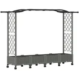 vidaXL Hochbeet mit Rankgitter und Dach 207 x 40 x 129 cm Hellgrau
