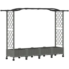 vidaXL Hochbeet mit Rankgitter und Dach 207 x 40 x 129 cm Hellgrau
