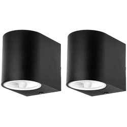 2er Set Außen Wand Leuchten schwarz Haus Tür Alu Strahler GU10 Veranda Down Lampen