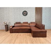 Quattro Meble Echtleder Ecksofa Antalya II 3z 245 x 164cm Leder Sofa Couch mit Schlaffunktion, Bettkasten und Kopfstützen Eck Couch Echt Leder Antique Ecke (245x164 cm Ecke Rechts)