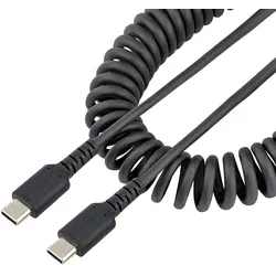 StarTech.com 1m USB C auf USB C Kabel, hochbelastbares Spiralkabel zum Laden und