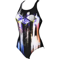 ARENA arena Damen Sport Badeanzug Colour Bleeding, BLACK-FREAK ROSE, 38