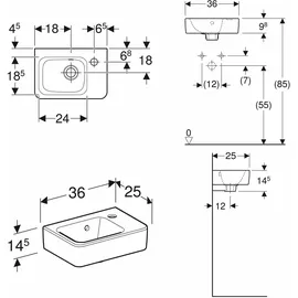 Geberit Renova Plan Handwaschbecken 36 x 25 cm (500382)
