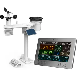 Bresser Smarte Tuya Profi-Wetterstation mit 7-in-1-Sensor, Luftqualitätsmonitor, Solar & App-Steuerung, 6-Tage-Vorhersage