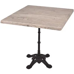 Bistrotisch Set Washington Pine 80cm Tischgestell Gusseisen schwarz Garten Tisch