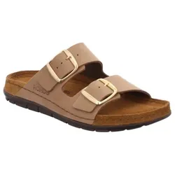 Pantolette ROHDE "Rodigo-D", Damen, Gr. 35, beige (natur), Leder, klassisch, Schuhe, Sommerschuh, Schlappen, Hausschuh mit Schnallenverschlüsse