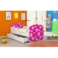 Luxusbetten24 Kinderbett Luna mit Stauraum und verschiedenen Motiven 140x70 Flowers