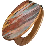Banjado Design WC Sitz Bambus Toilettendeckel Toilettensitz Bambus Holz Klodeckel WC-Sitz Universal Scharnieren Motiv Coloured Wood