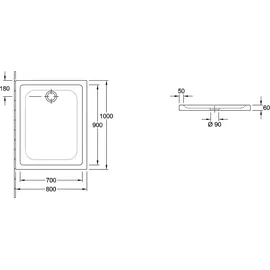 Villeroy & Boch O.novo Plus Duschwanne 100 x 80 cm, weiß