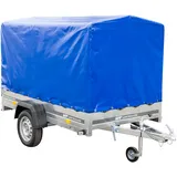 PKW-Anhänger auf Federn 230x125 UNITRAILER GARDEN 230/R KIPP mit H-1100 Rahmen und blauer Plane