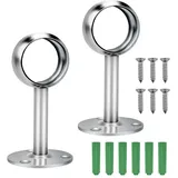 Lahviuu Kleiderschrank Stangenhalter,2 pcs Kleiderstange Schrank Garderobenstange Halter Edelstahl Rundrohr-Halterung Schrankstange Kleiderstangen,für Wäscheständer, Küche, Schrank (25mm)
