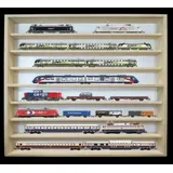 Alsino Sammlervitrine Setzkasten Modellbahn Vitrine Holzvitrine V-80.8 Vitrine H0 8 Fach Regal 80 cm lang Modelleisenbahn