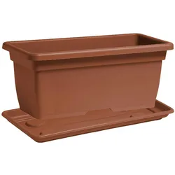 Übertopf Mega 80x40x34 cm mit Untersetzer - Farbe: Terrakotta