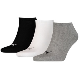 Puma Unisex Socken, - Sneaker-Socken, Damen, Herren, einfarbig, Schwarz/Weiß/Grau 39-42