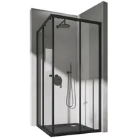 doporro Eckdusche Duschkabine Rav16K Schiebetür Klarglas ESG-Glas schwarz, BxT: 80x80 cm 80 cm x 190 cm x 80 cm