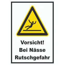 Vorsicht Bei Nässe Rutschgefahr Schild A2 (420x594mm)