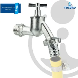 tecuro Auslaufventil 3/4 Zoll Messing mattverchromt