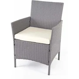 Mendler Poly-Rattan Garten-Garnitur HWC-D82, Sitzgruppe Lounge-Set ~ grau mit Kissen creme