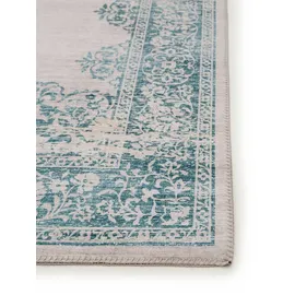 benuta pop Waschbarer Teppich Türkis, 200x300 cm - Vintage-Stil Teppich im Used-Look