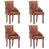 vidaXL Esszimmerstuhl Leder braun 4er Set