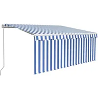 vidaXL Gelenkarmmarkise 300 x 250 cm blau/weiß inkl. Volant
