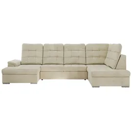 MKS Meble Eckcouch Samt U-Form 3-Sitzer Beige