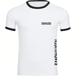 multifanshop Kontrast T-Shirt - Sandhausen - Brust & Seite - Druck schwarz - Männer