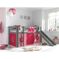 Spielbett Pino mit Rutsche und Textilset versch. Designs