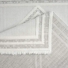 Carpet City Teppich Kurzflor Wohnzimmer - Grau, Beige - 160x230 cm - Teppiche Fransen Boho-Style - Raute-Optik - Schlafzimmer, Esszimmer