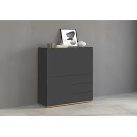 OTTO home Highboard 102 x 110 x 35 cm Anthrazit/Eiche matt