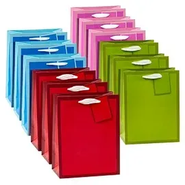 TSI Geschenktüten Mittel 18 x 23 cm 12 St. Blau/Rosa/Rot/Grün