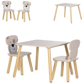 Chipolino Kindersitzgruppe Kinder Tischset Holztisch 3-teilig beige