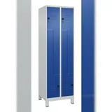 C+P Z-Spind Classic PLUS, Füßen, 4 Abteile, HxBxT 195x60x50cm, Sicherheitsdrehriegel, Hellgrau/Enzianblau von PROREGAL