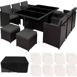 Tectake Rattan Sitzgruppe New York 10-tlg. Schwarz